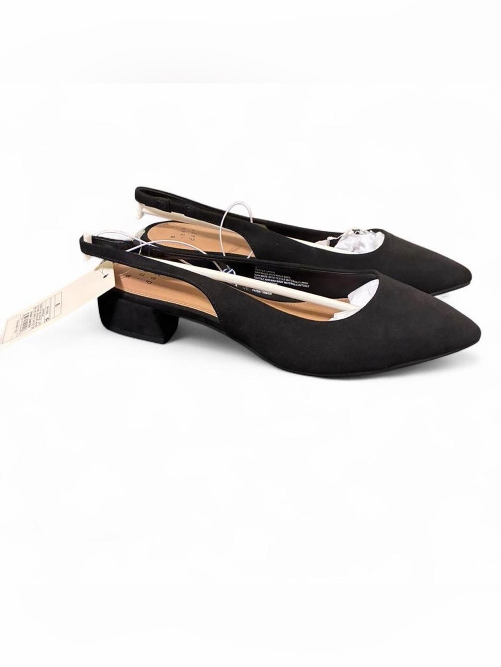 a new day Black Slingback Pointed Low Block Heels